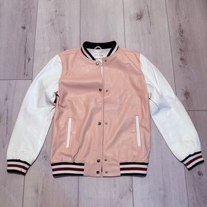 Zara Girls Faux Leather Pink Bomber Jacket  [size 13/14 164cm]